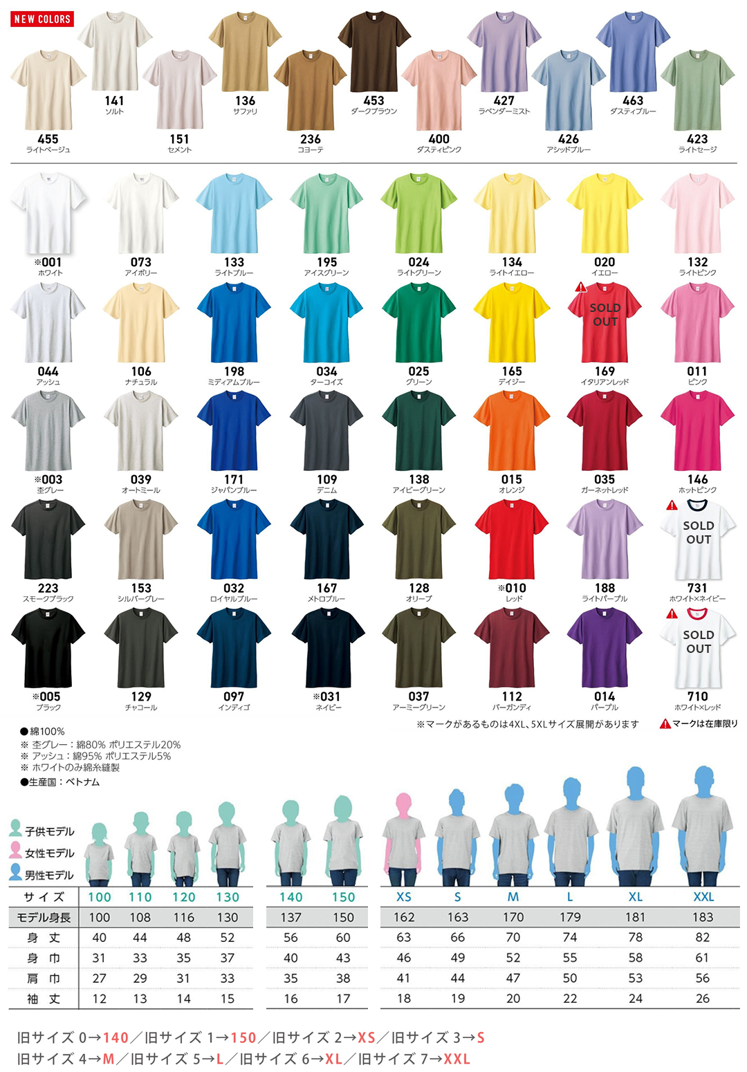 Tシャツカラーバリエーション