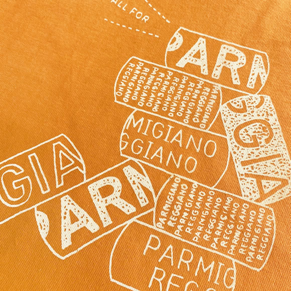 MONOMONI（モノモニ）こどもTシャツ「PARMIGIANO REGGIANO（パルミジャーノ・レッジャーノ）」 